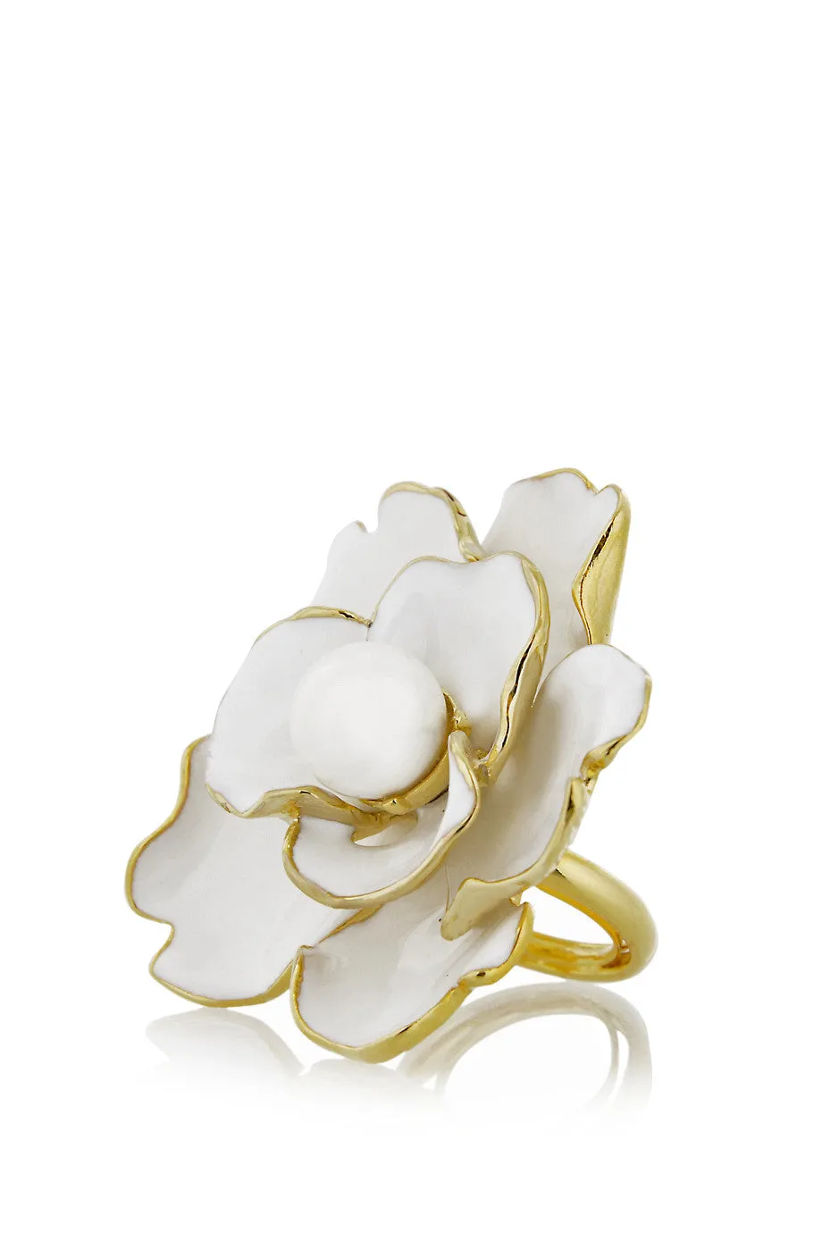 KENNETH JAY LANE CAMELIA White Flower Ring