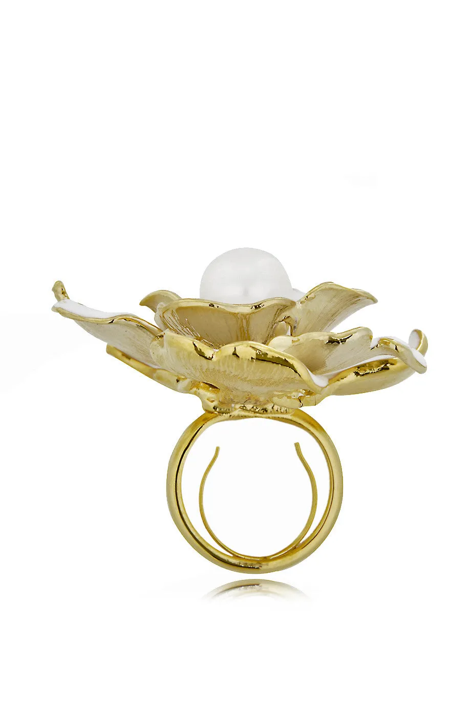 KENNETH JAY LANE CAMELIA White Flower Ring