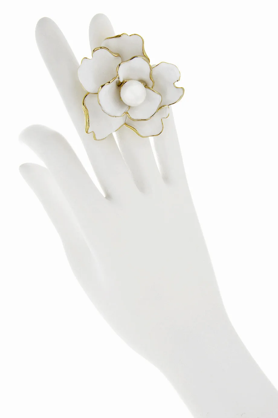 KENNETH JAY LANE CAMELIA White Flower Ring