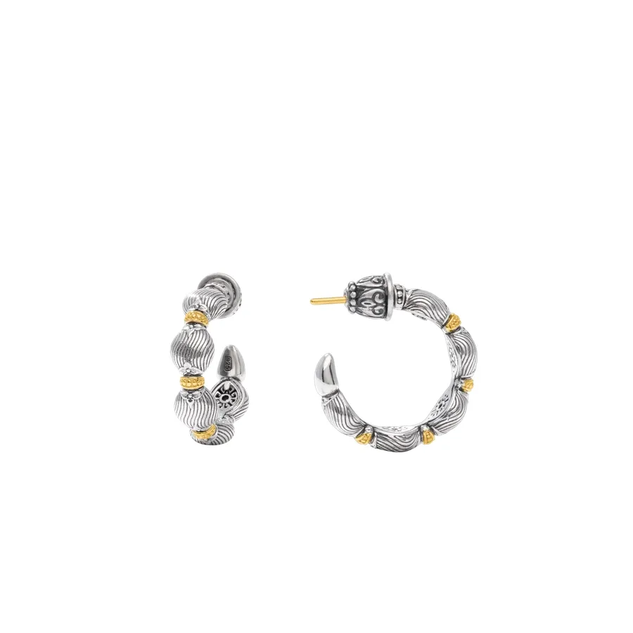 Konstantino Kyma Collection Sterling and Gold Sunlit Wave Hoop Earrings