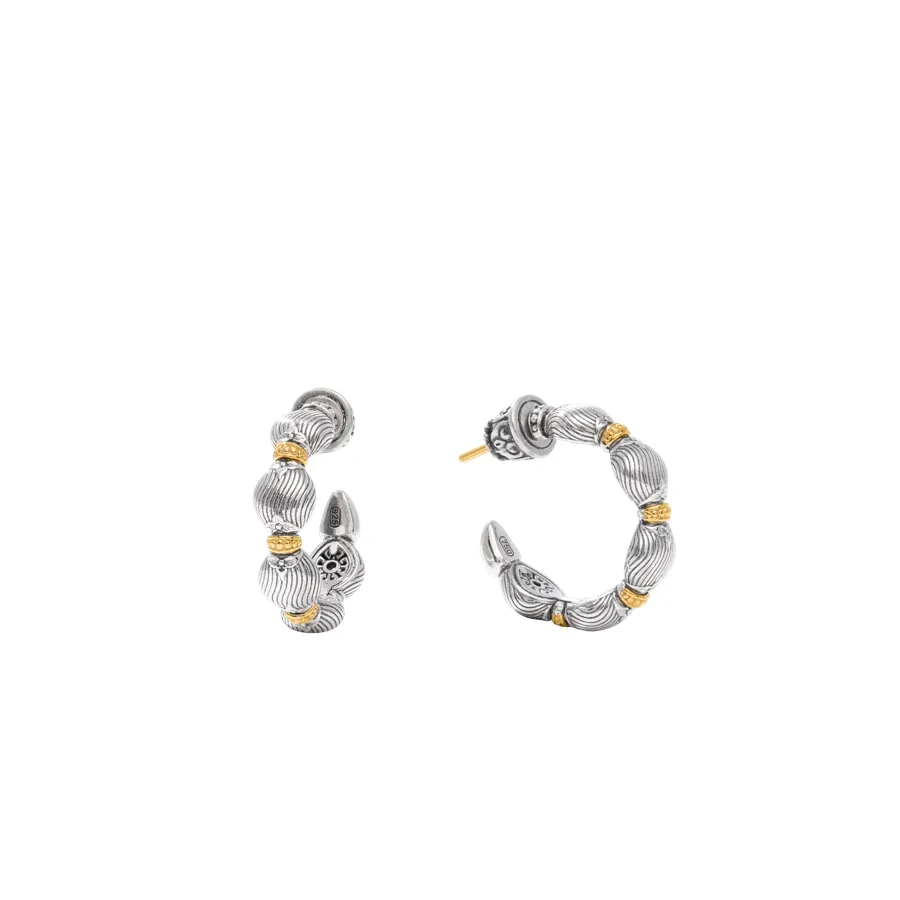 Konstantino Kyma Collection Sterling and Gold Sunlit Wave Hoop Earrings