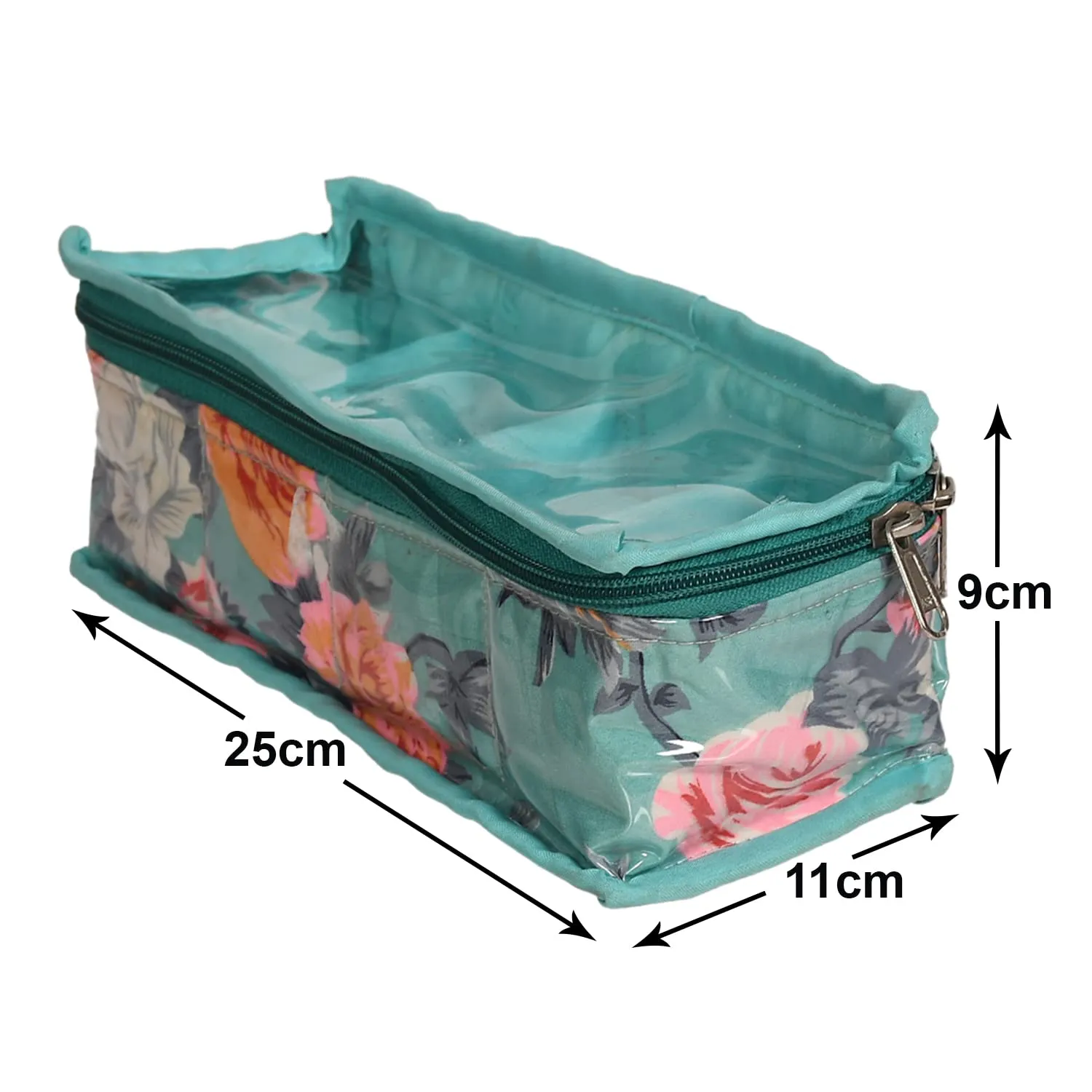 Kuber Industries Polyvinyl Chloride Multiuses Pvc Laminate Flower Print 4 Case Watch Organizer/Bracelet Organizer For Watches, Bracelet (Turquoise) 54Km4299