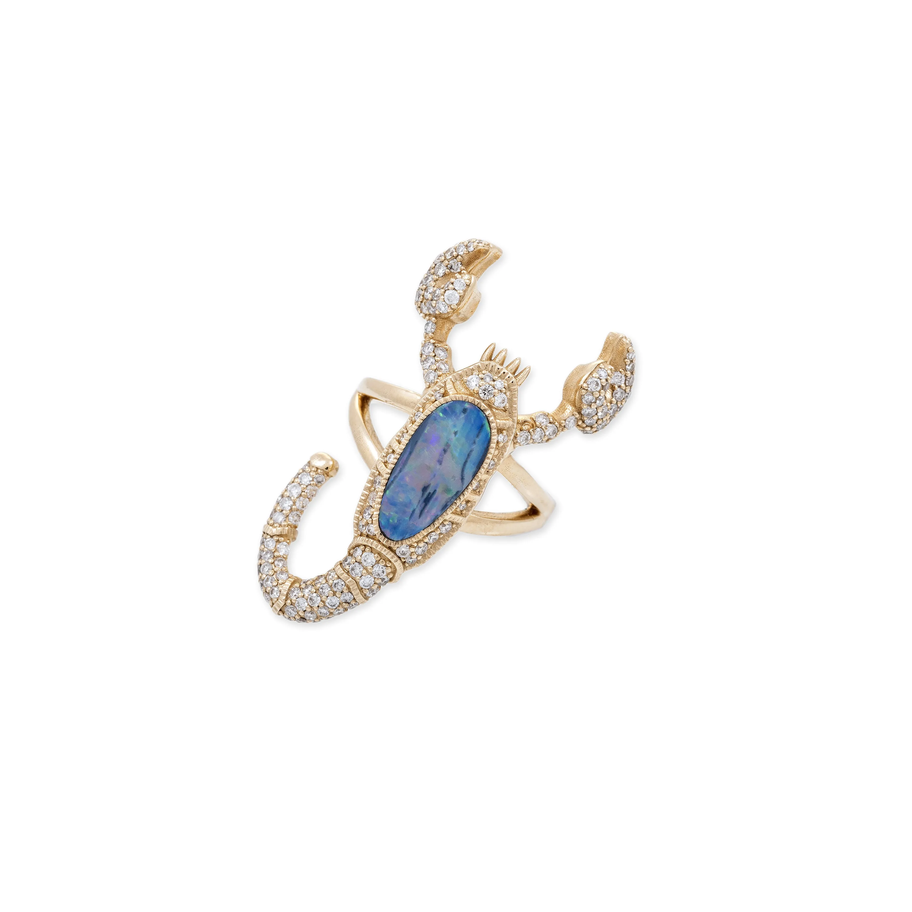 LARGE OPAL PAVE SCORPION RING