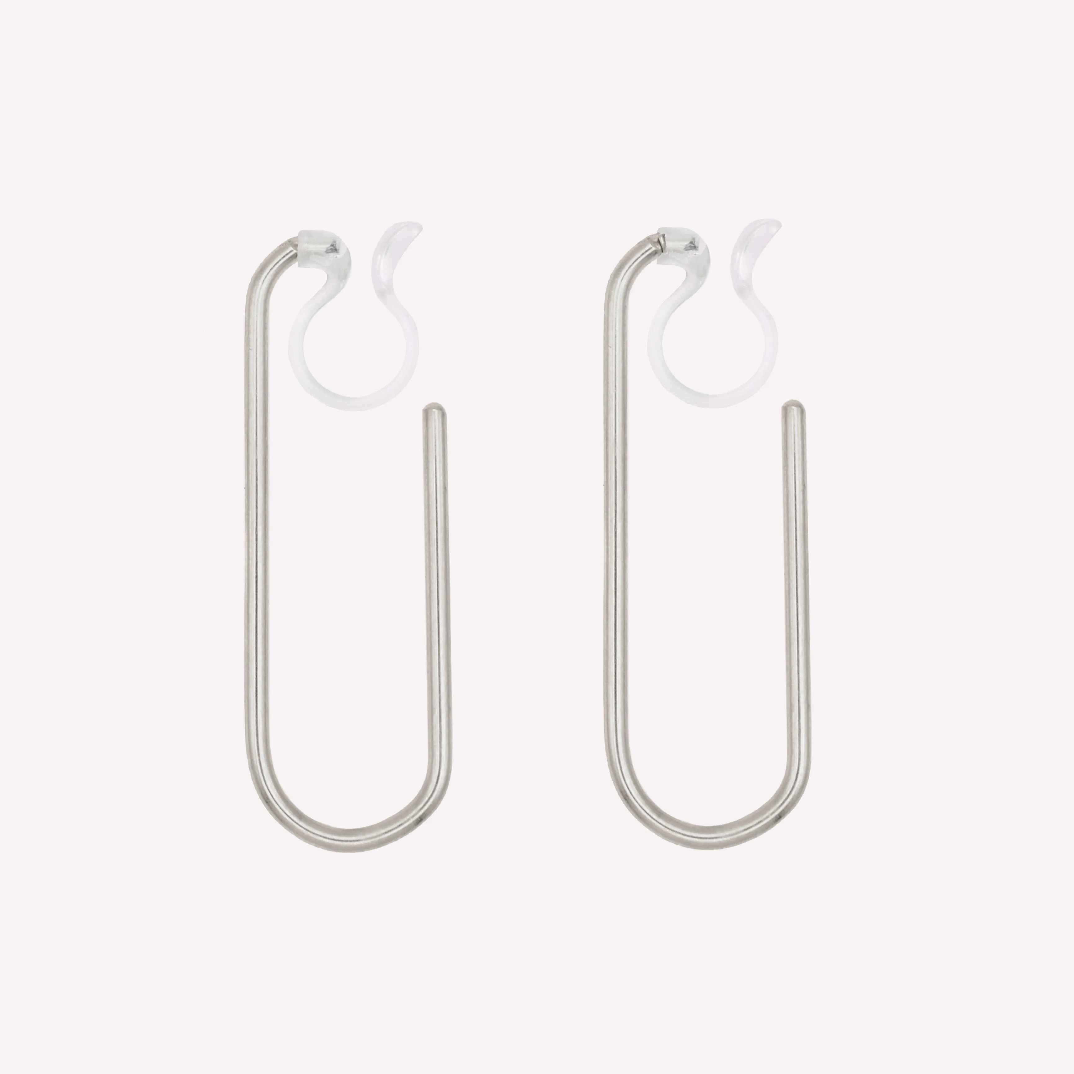 LARGE OVAL HOOP CLIP-ON EARRINGS IN SILVER