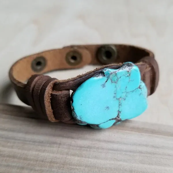 Leather Cuff w/ Blue Turquoise