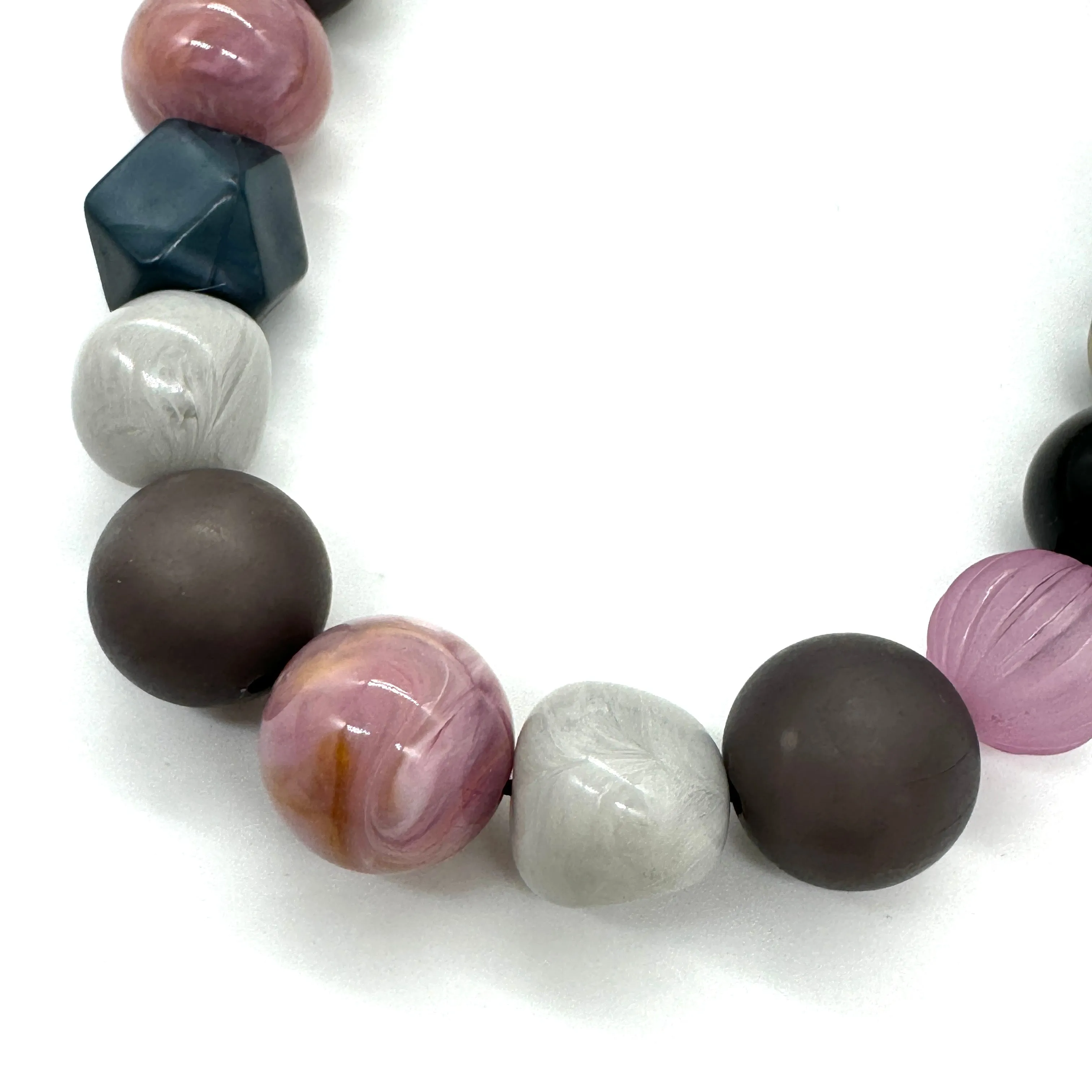 Lilac Cotton Greys - Stretch Bauble Necklace & Bracelet Collection