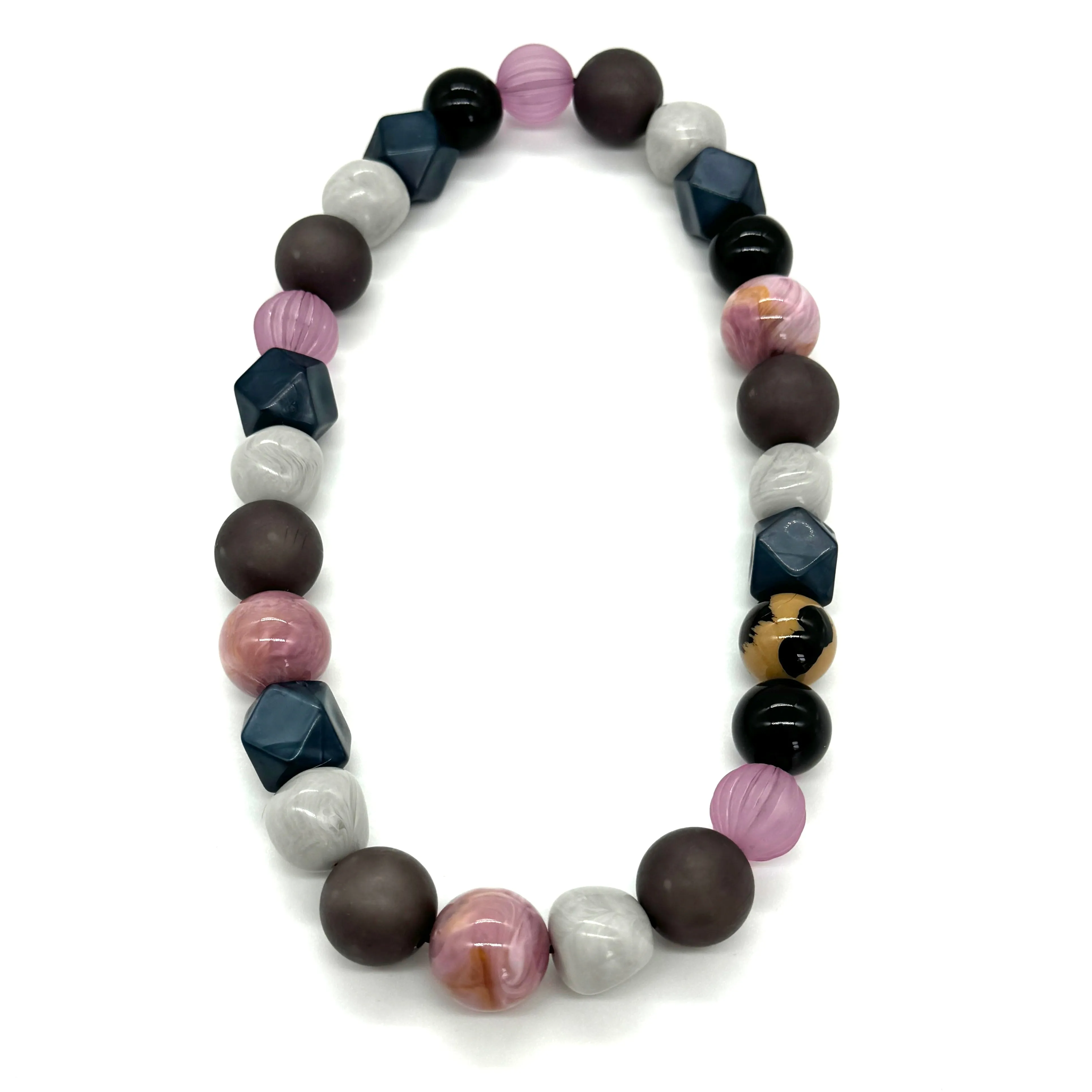 Lilac Cotton Greys - Stretch Bauble Necklace & Bracelet Collection