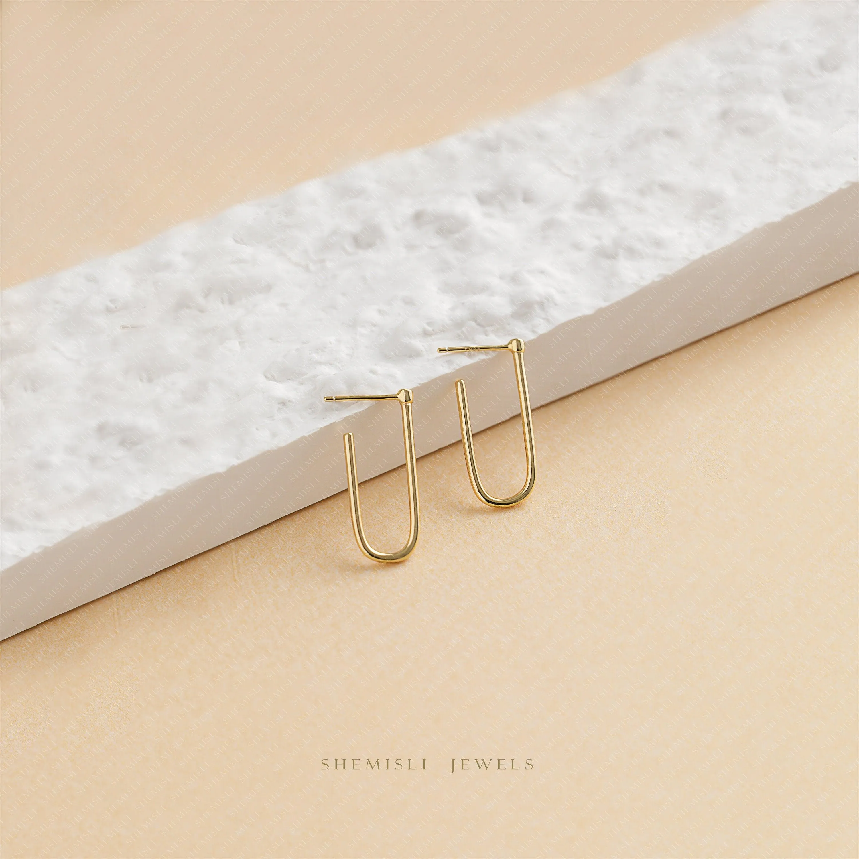 Long Oval Stud Earrings, Gold, Silver - SS448