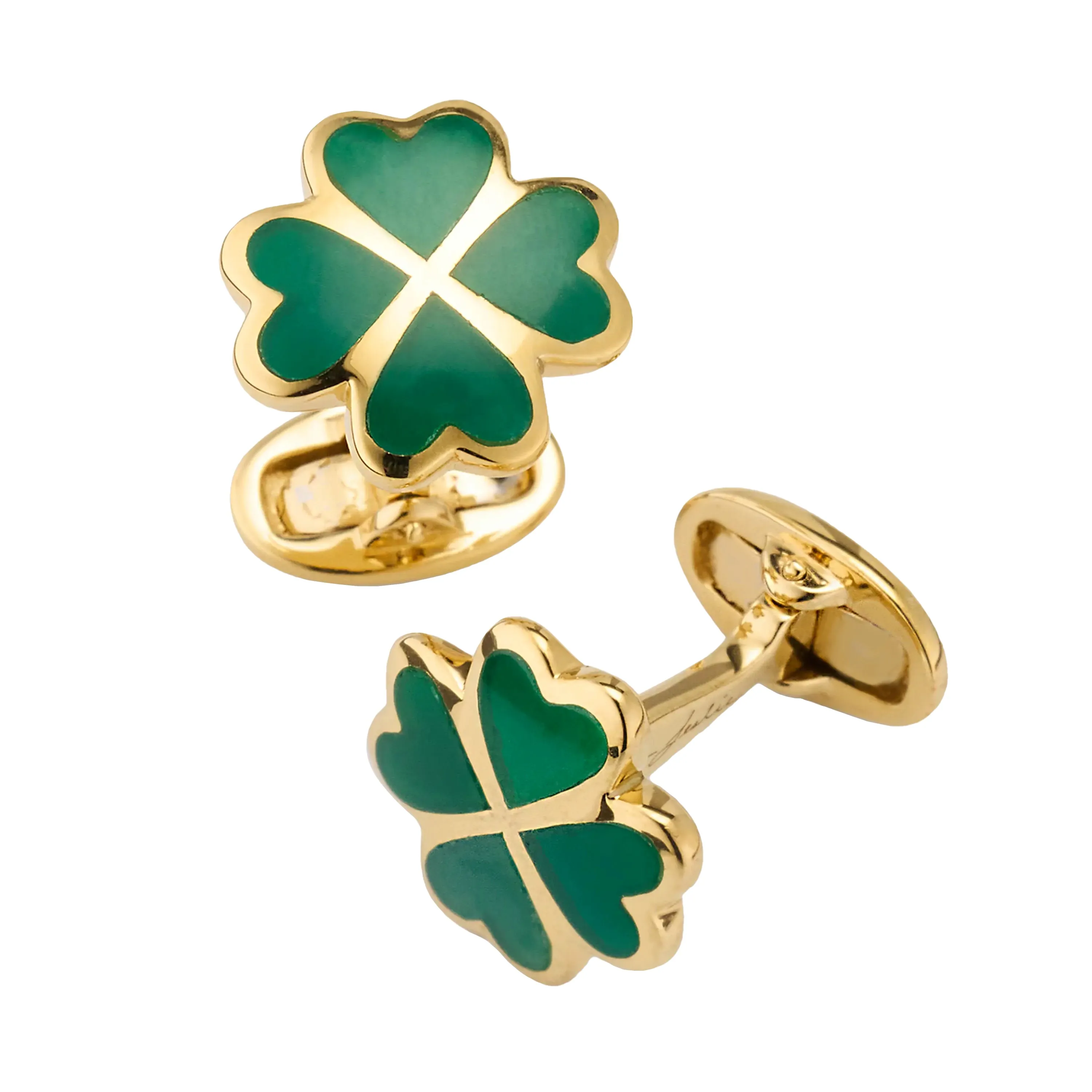 Lucky Four Leaf Clover Gold Vermeil Cufflinks