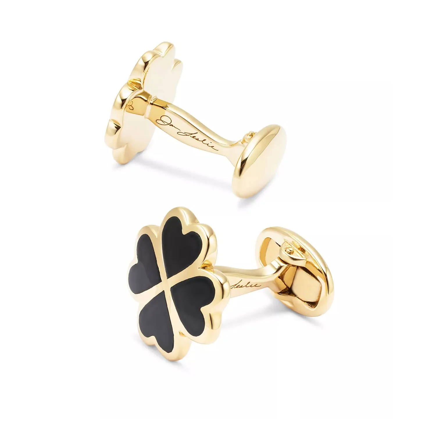 Lucky Four Leaf Clover Gold Vermeil Cufflinks