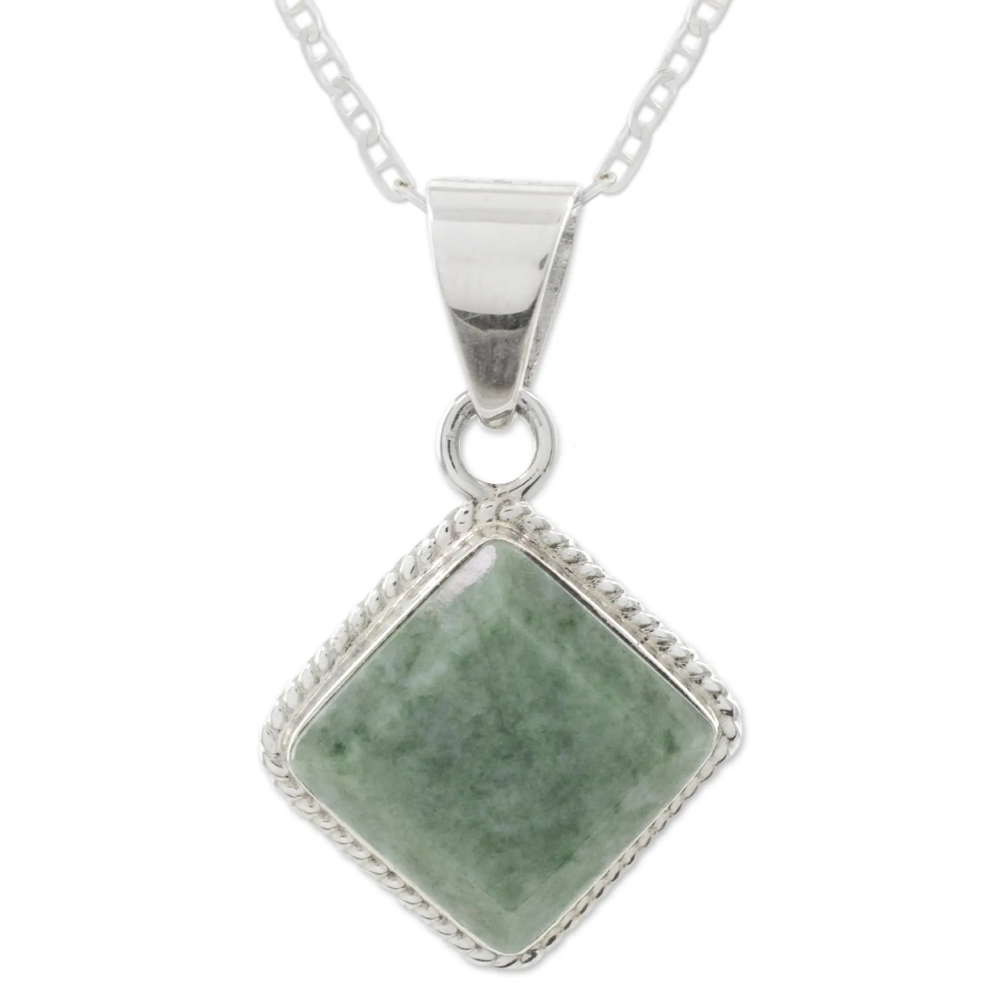 Maya Wisdom Artisan Crafted Jade and Sterling Silver Necklace