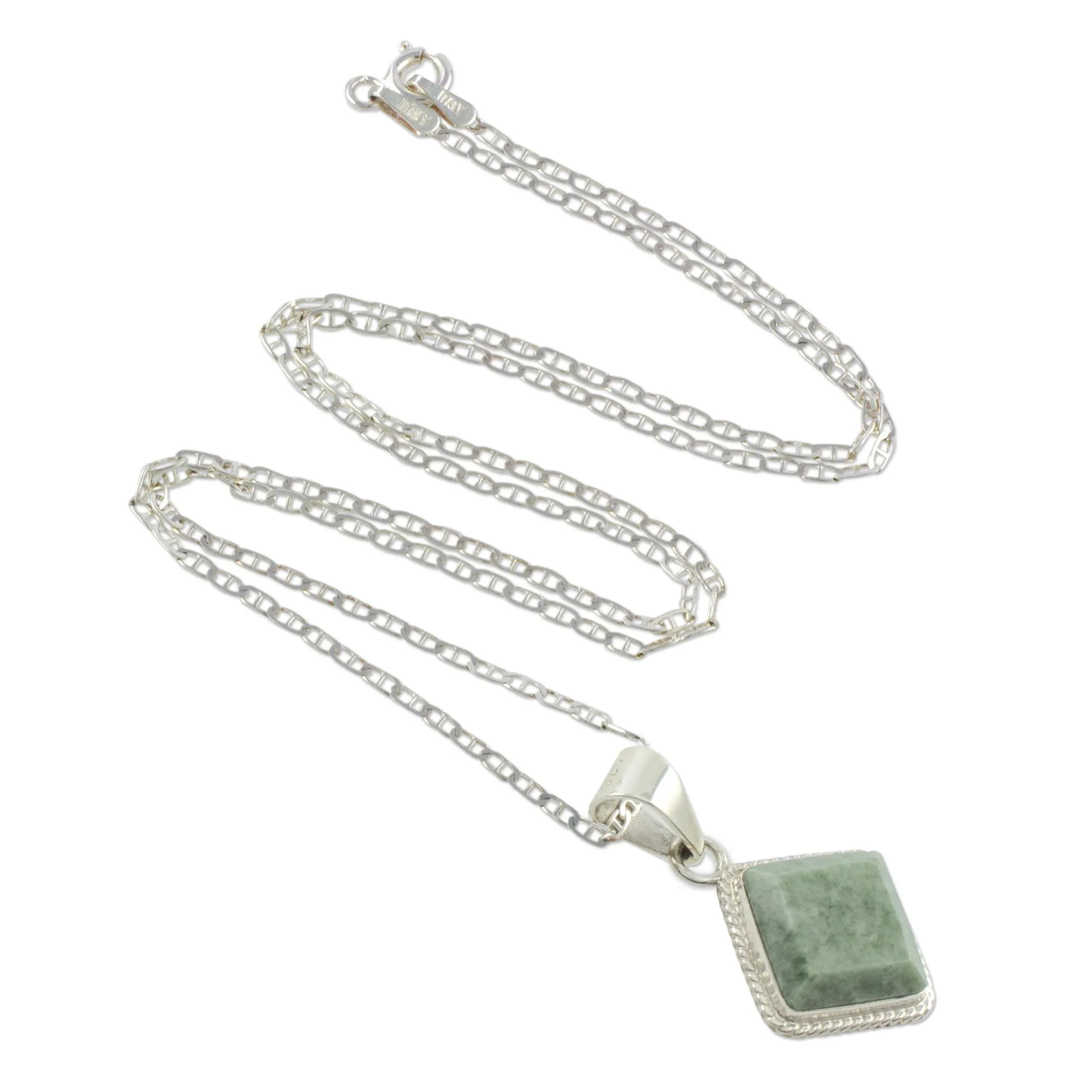 Maya Wisdom Artisan Crafted Jade and Sterling Silver Necklace