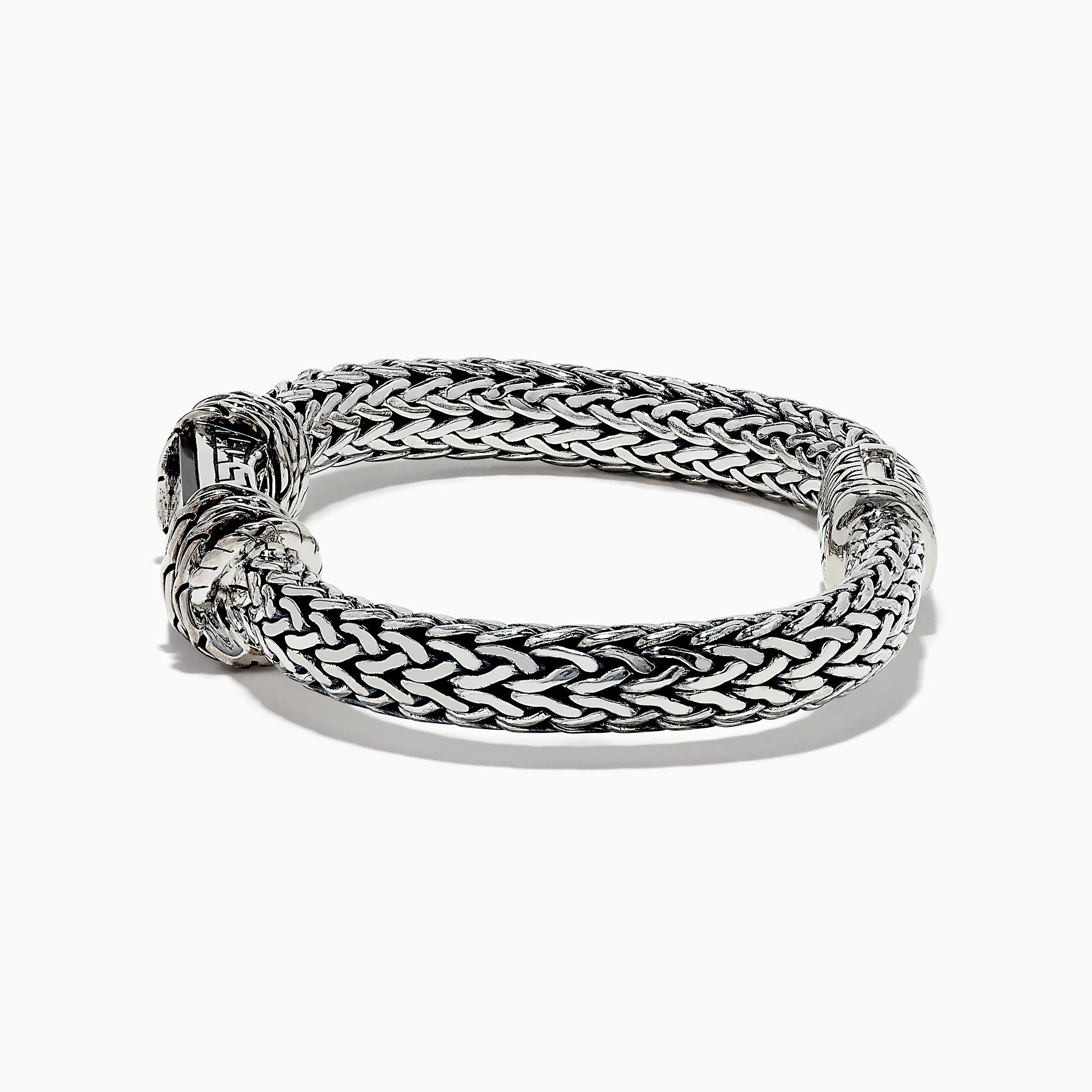 Men's 925 Sterling Silver Braided Chain Onyx Bracelet 5.0 TCW