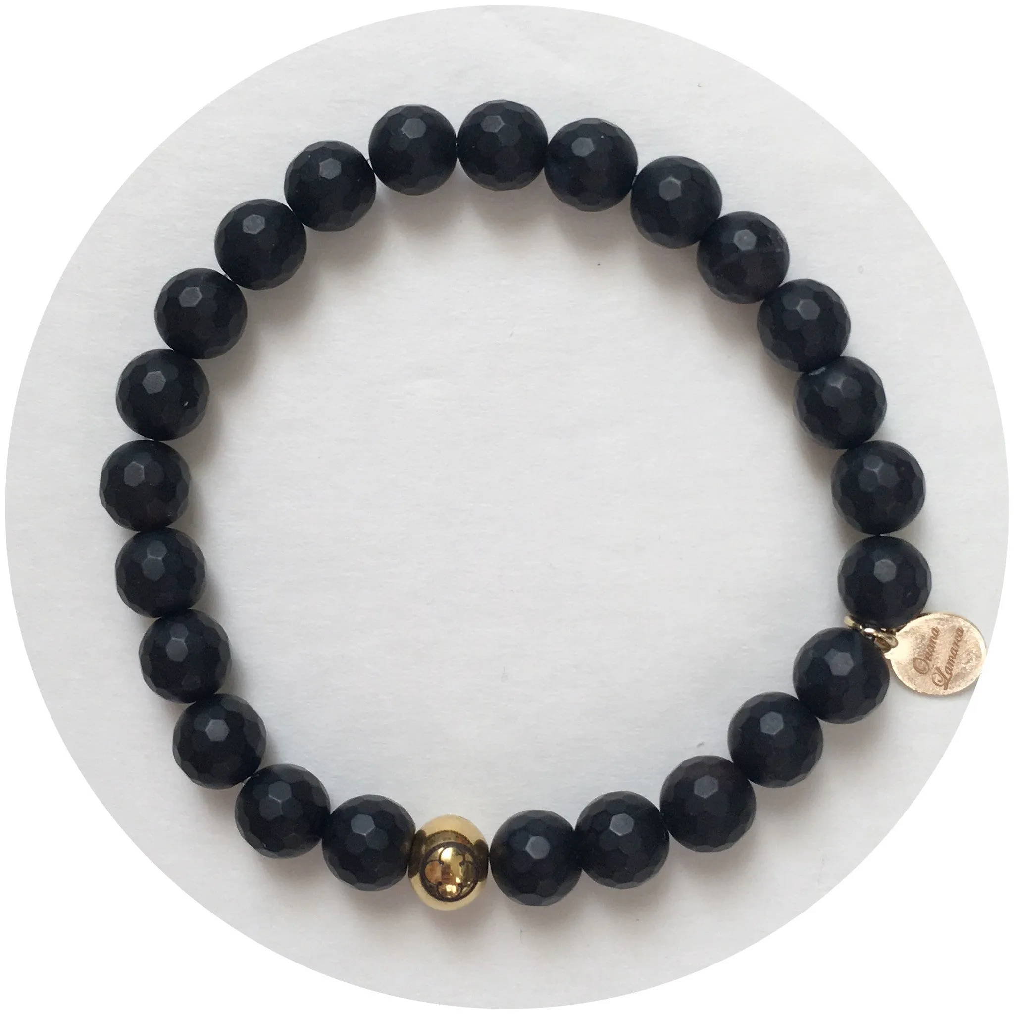 Mens Matte Black Onyx with Gold Accent