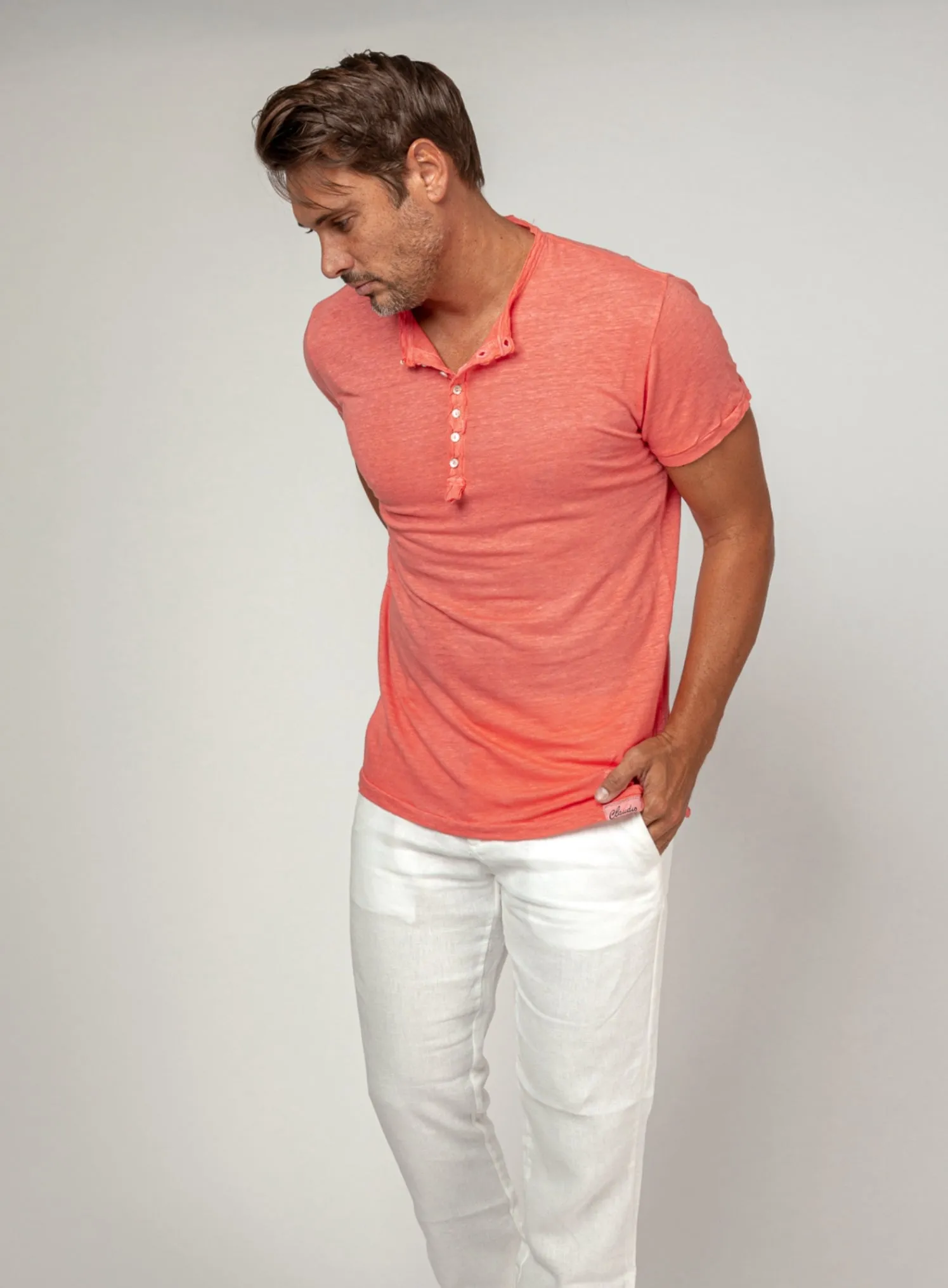 Men's Short Sleeve Henley T-shirts, Item #1102/S