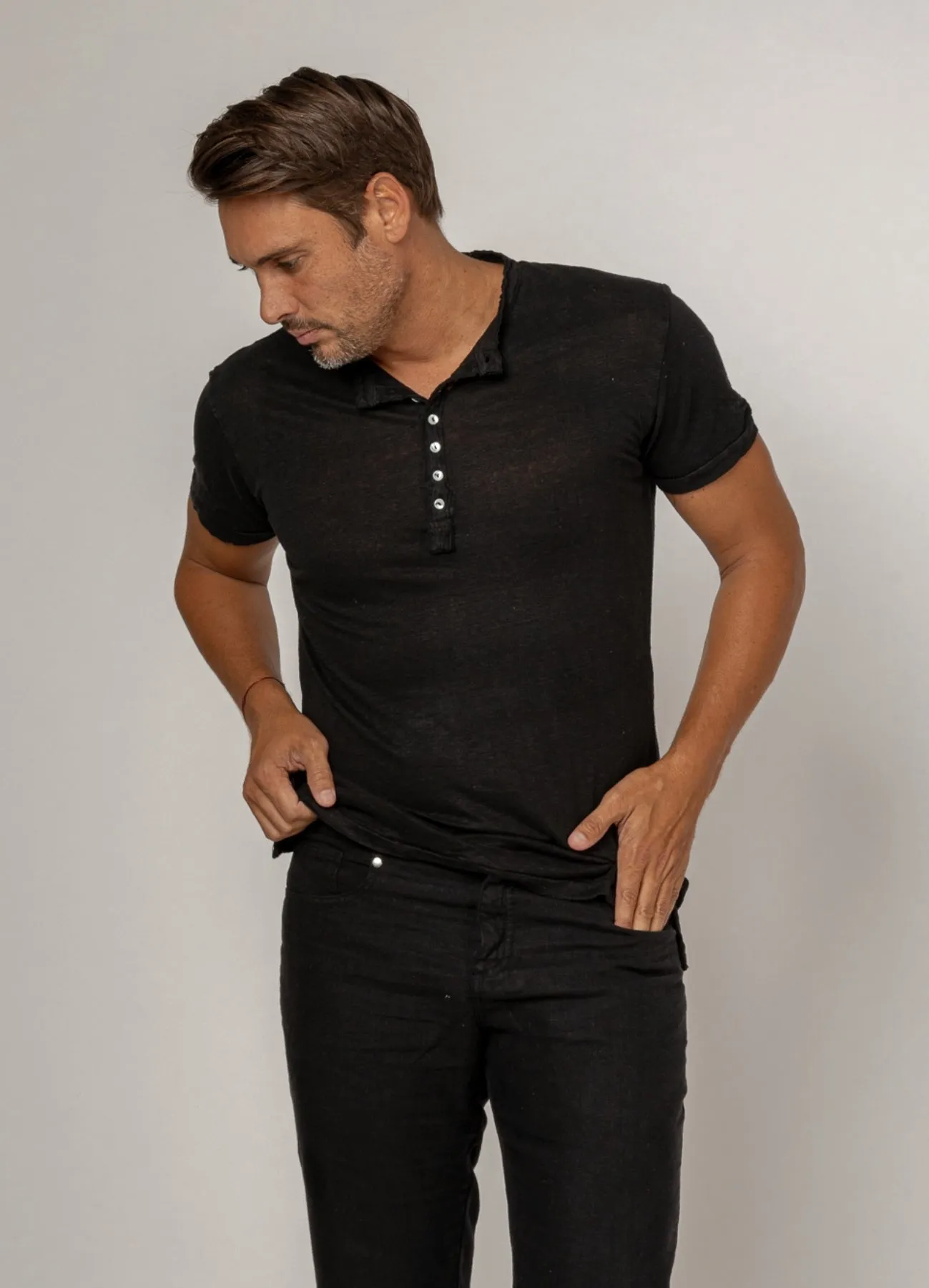 Men's Short Sleeve Henley T-shirts, Item #1102/S