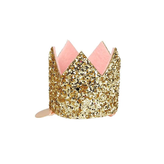 Meri Meri Mini Gold Glitter Crown Hair Clip