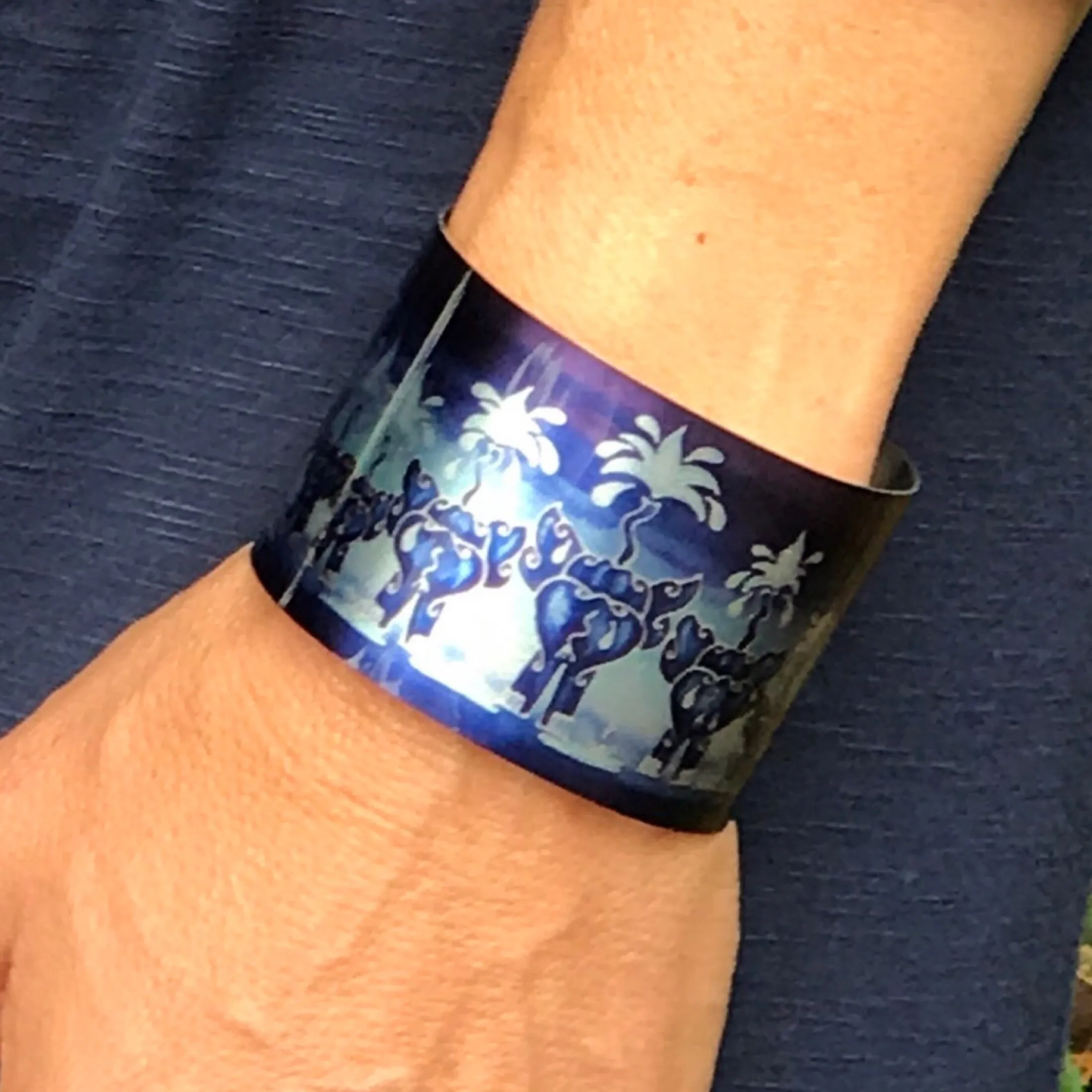 Midnight Stag Cuff Bracelet - Comtemporary Stag  Jewellery in Blue - easy wear lightweight aluminium.