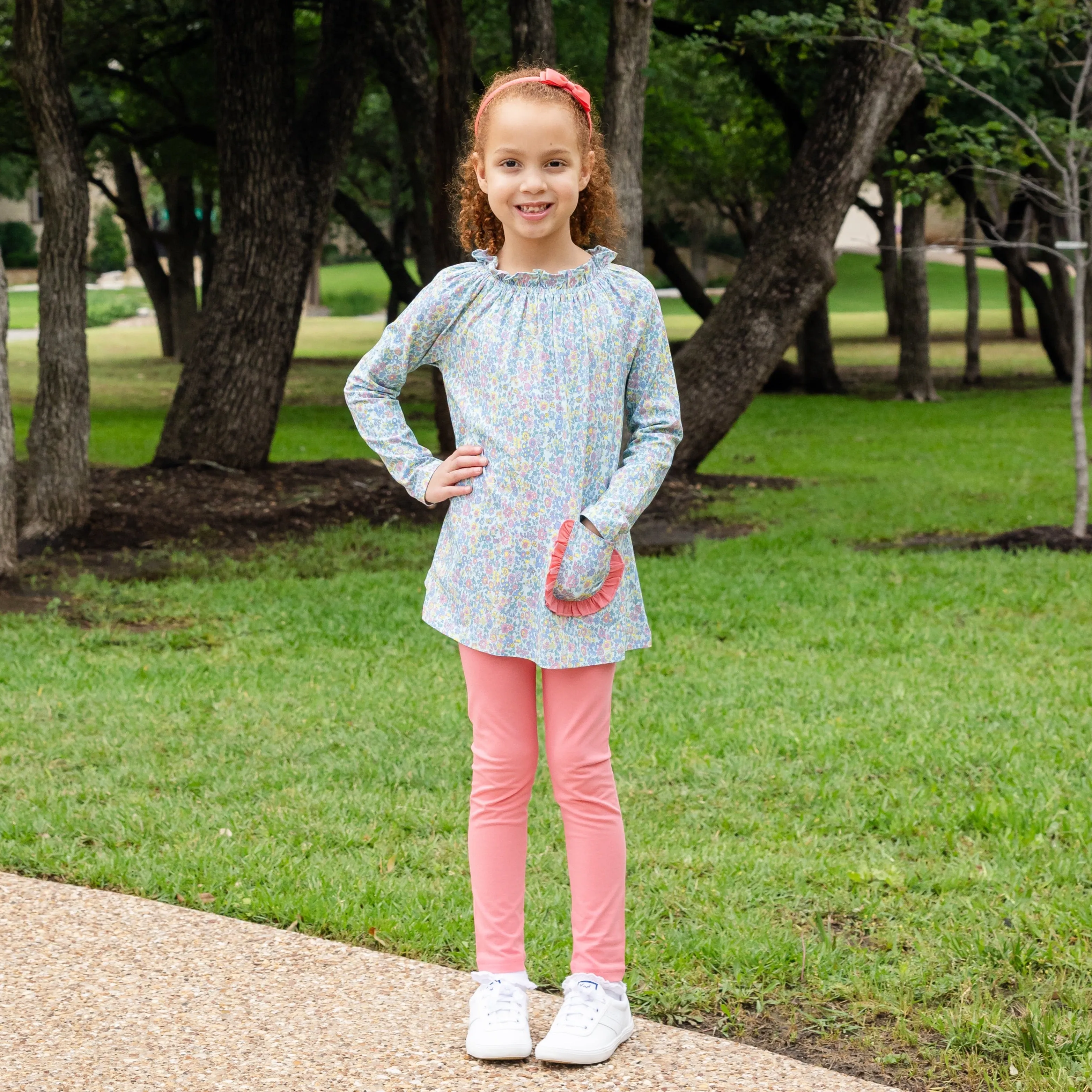 Millie Girls Tunic Set - Coral Fields