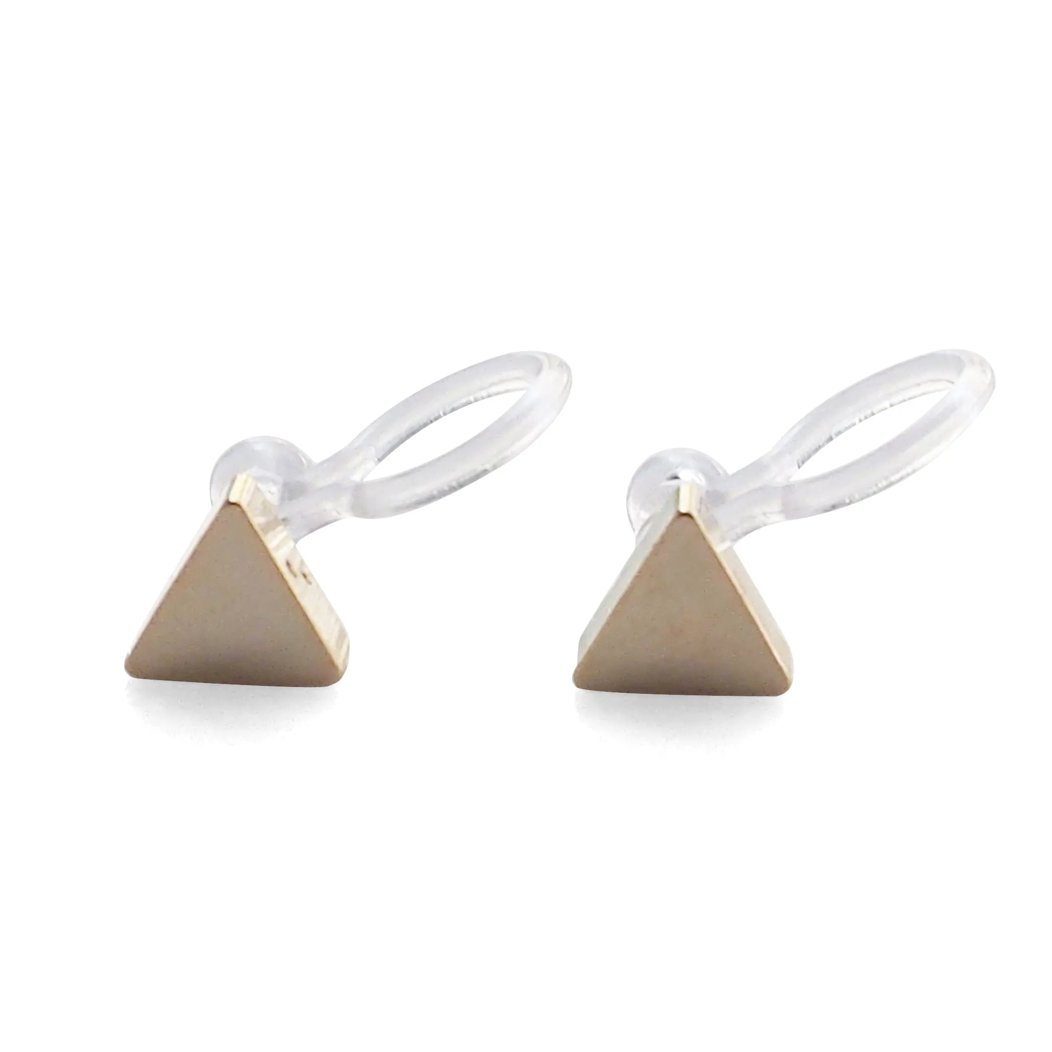 Minimalist Gold Triangle Invisible Clip On Stud Earrings