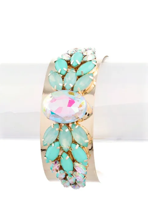 Mint Floral Cuff Bracelet