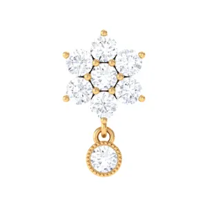 Moissanite Floral Drop Earring for Cartilage Piercing