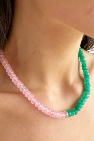 Mosk Jade & Pink Gem Necklace