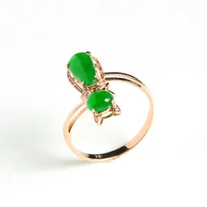 Natural Jade Ring Jadeite Gold Kitty Ring RG28