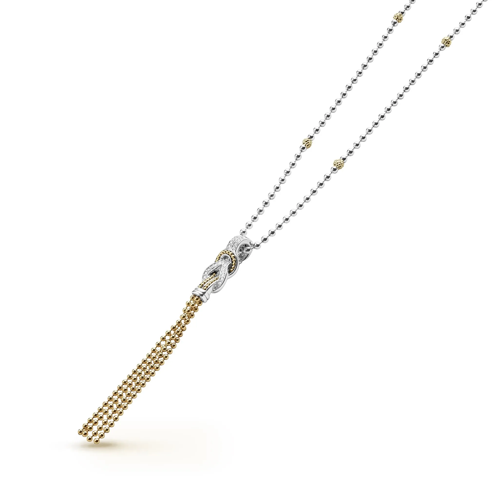 Newport Two-Tone Knot Diamond Tassel Pendant Necklace