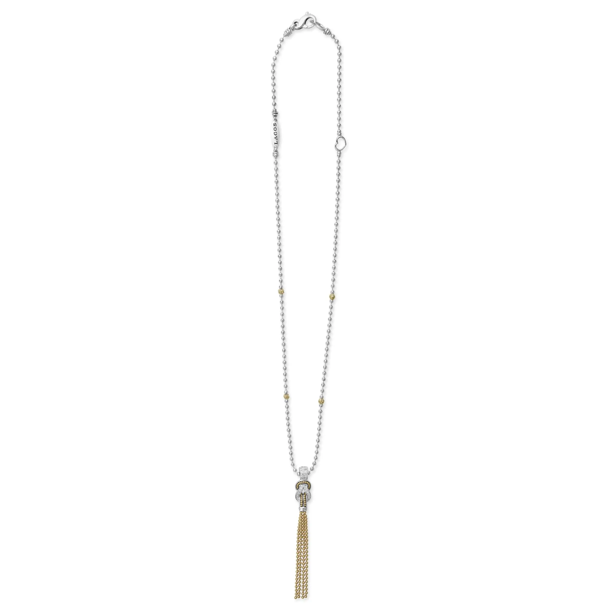 Newport Two-Tone Knot Diamond Tassel Pendant Necklace