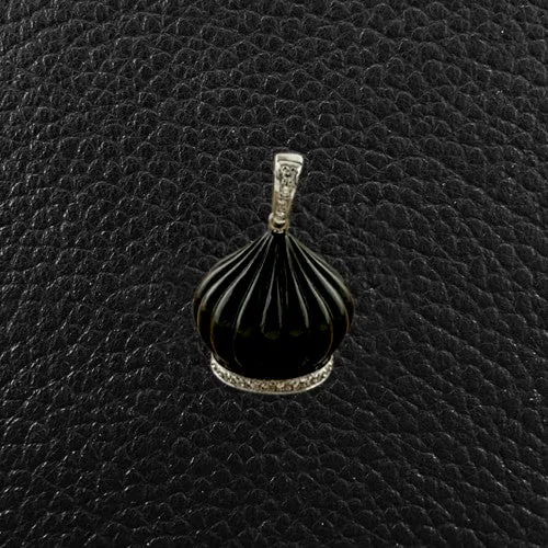 Onyx & Diamond Dome Pendant