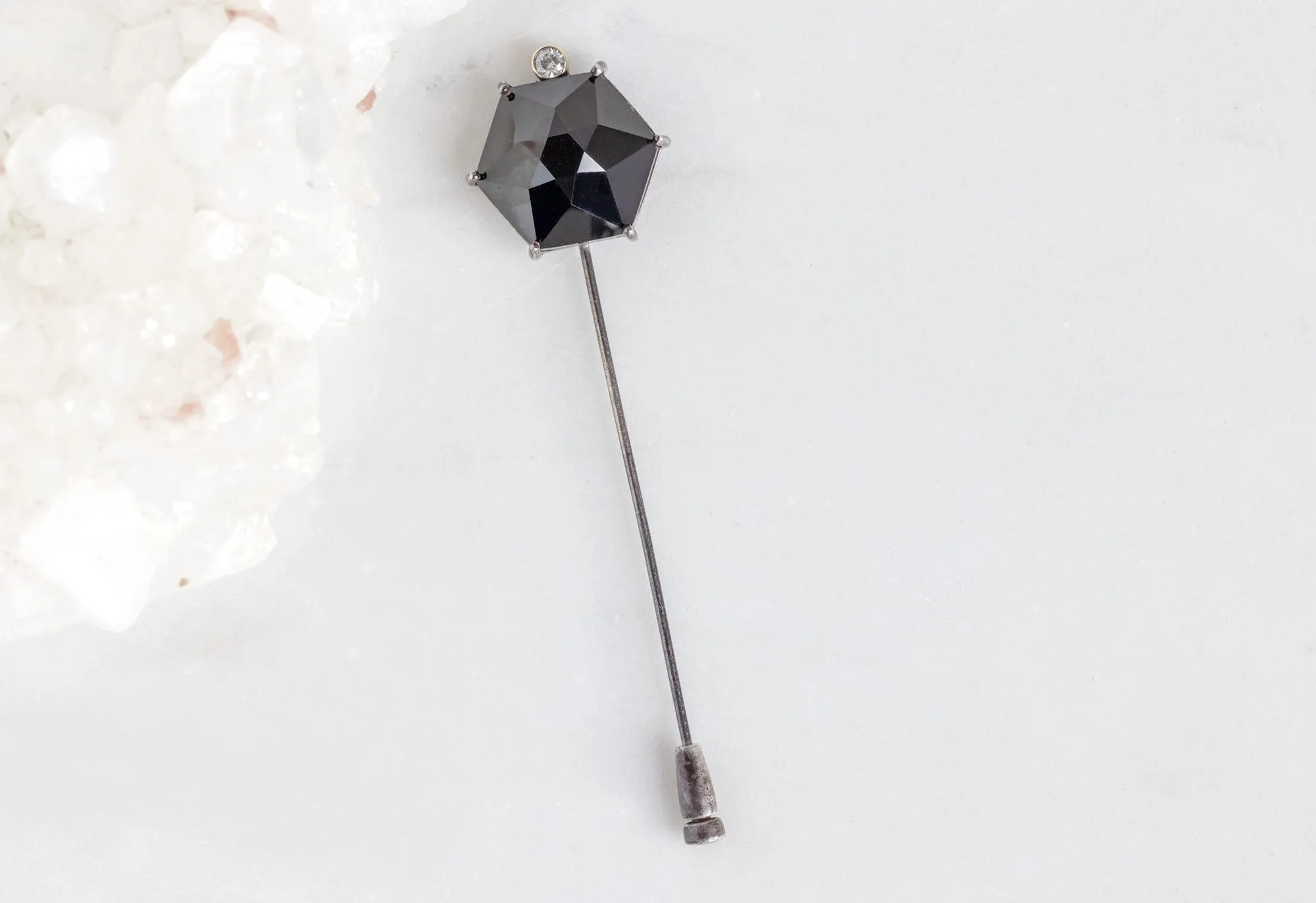 Onyx & Diamond Lapel Pin