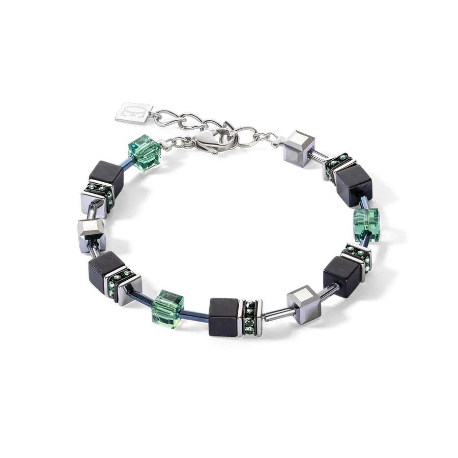 Onyx and Green GeoCube Bracelet