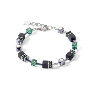 Onyx and Green GeoCube Bracelet