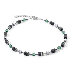 Onyx and Green GeoCube Necklace