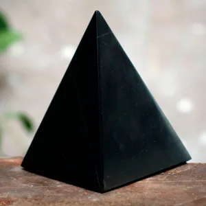 Onyx Pyramid Sculpture Handmade in Peru (Large) - Black Night of Peace | NOVICA