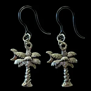 Palmetto Tree Dangles Hypoallergenic Earrings for Sensitive Ears Made with Plastic Posts