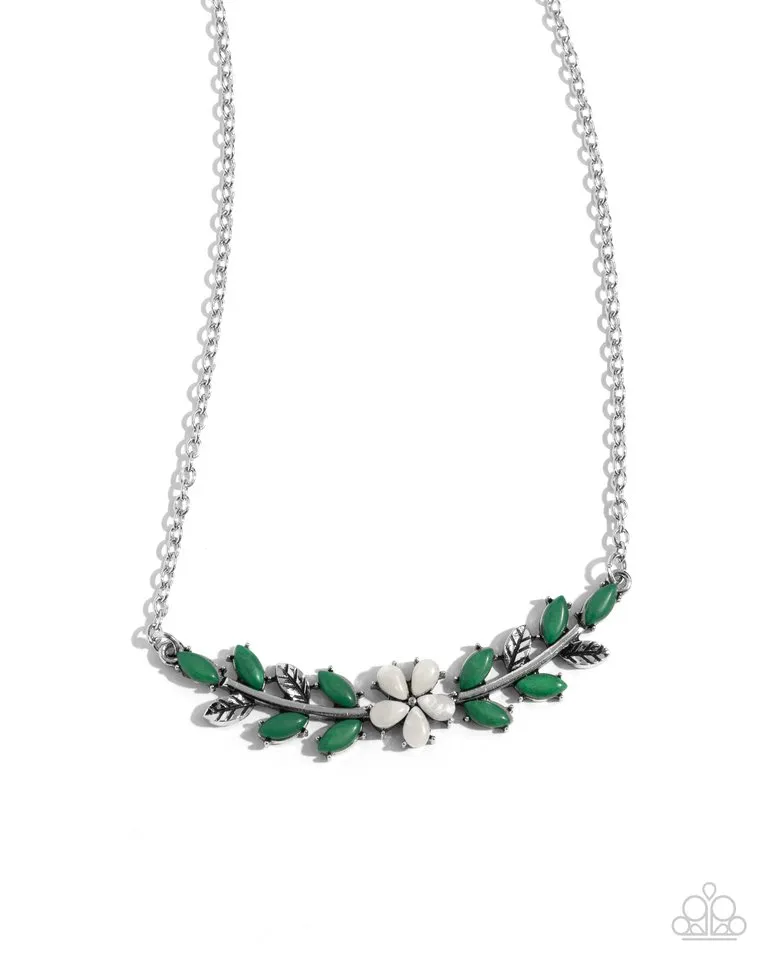 Paparazzi Necklace ~ Leafy Layover - White