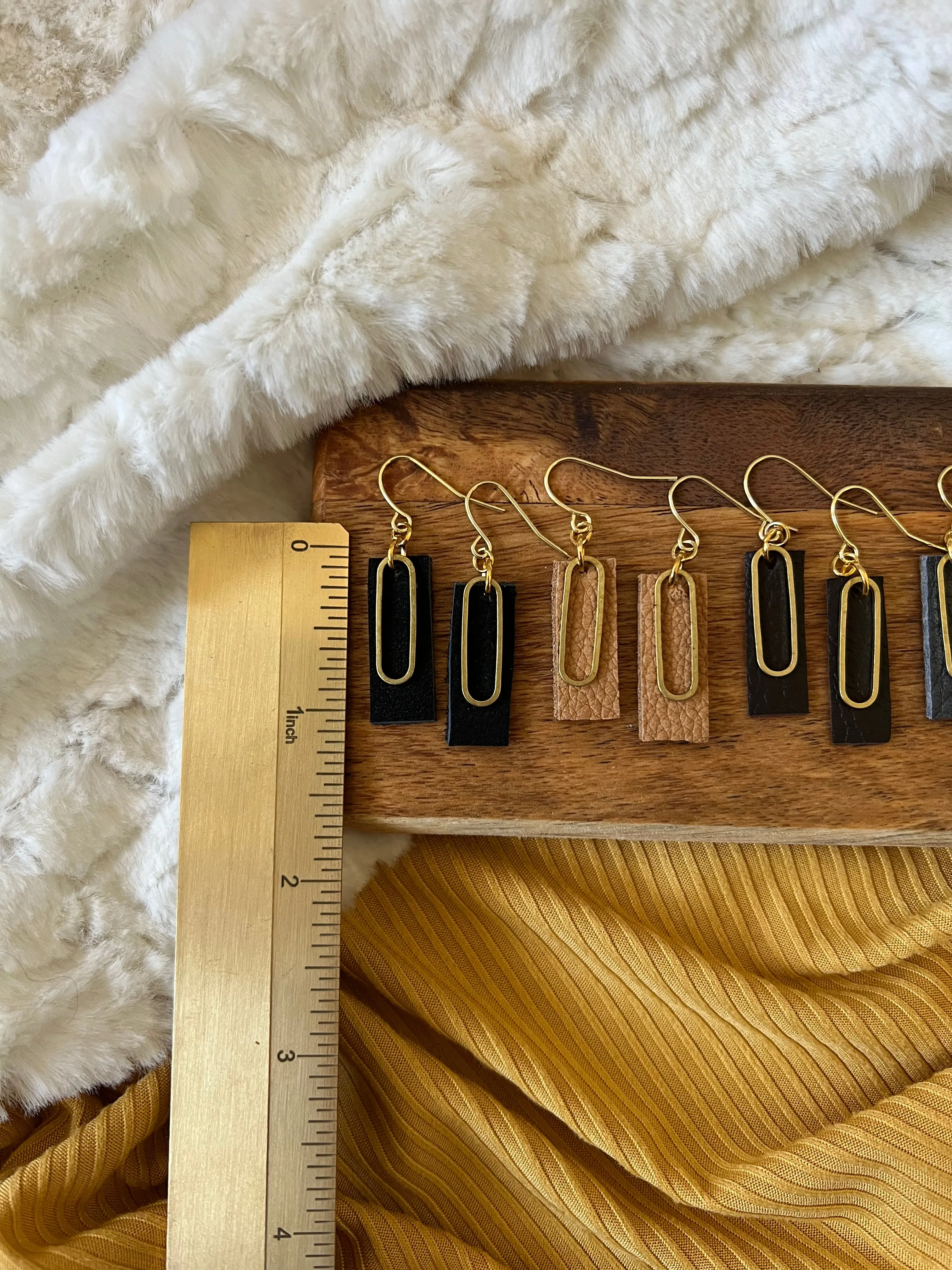 Paper Clip Leather Earrings