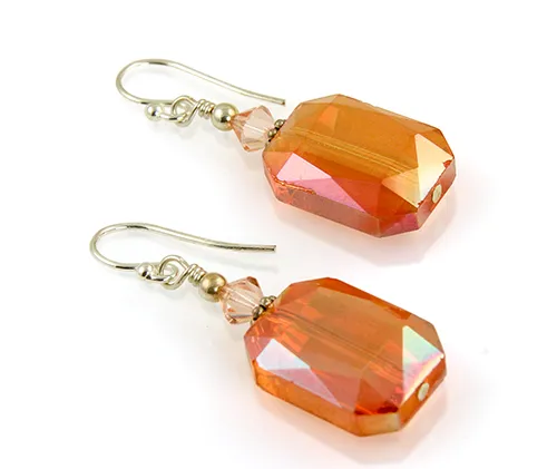 Peach Crystal Beaded Earrings