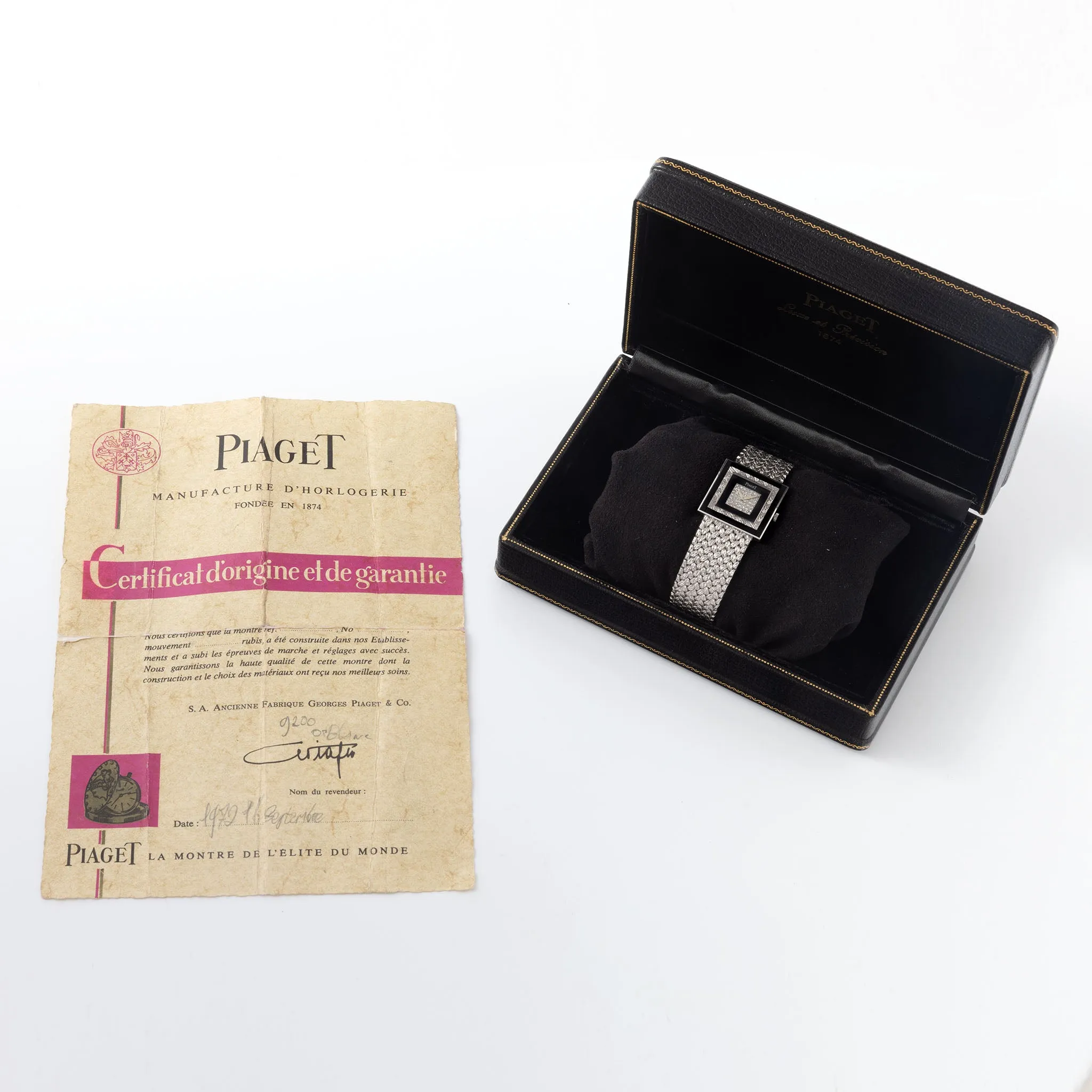 Piaget Altiplano White Gold Diamond and Onyx Dial Box and Papers Ref 9200