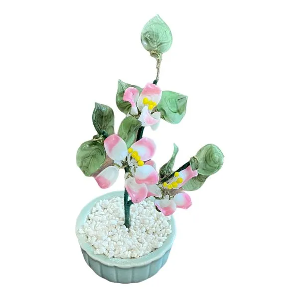 Pink and green vintage jade tree