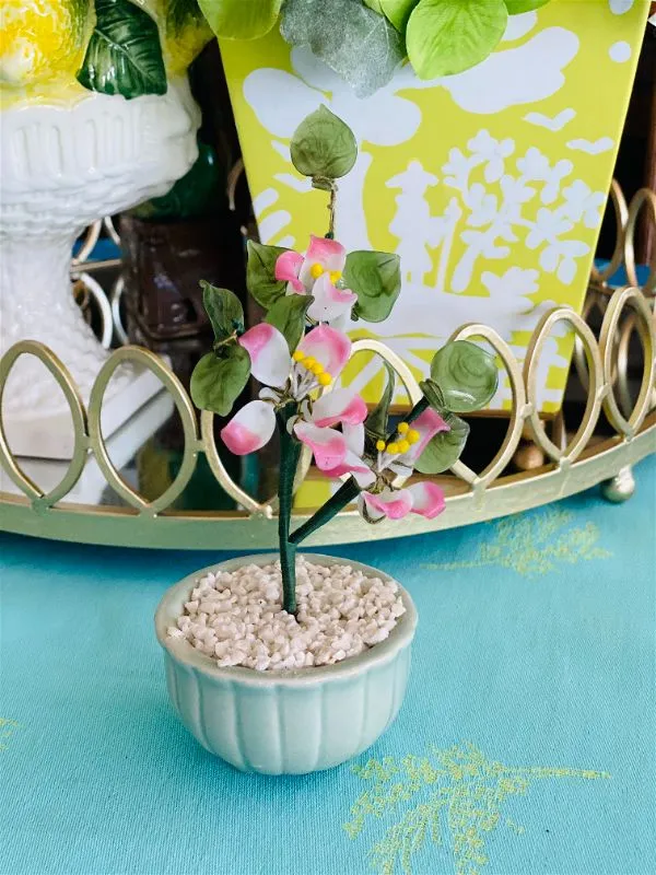 Pink and green vintage jade tree