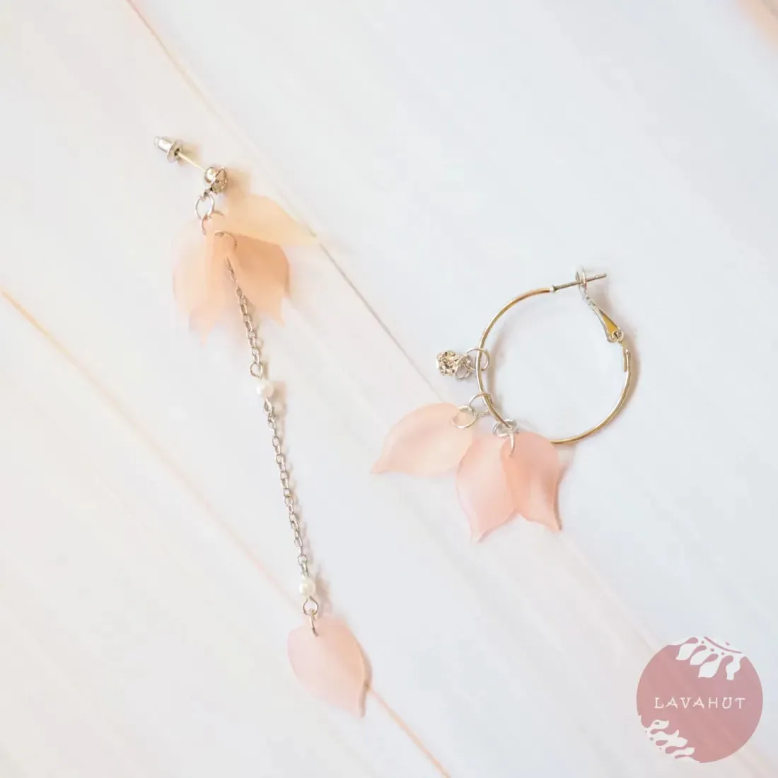 Pink Petals Asymmetric Earrings