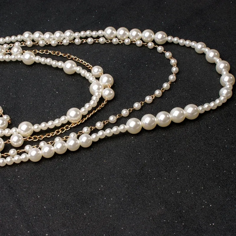 Pre Order:  Moon Girl Multi-layer Pearls Chain Necklace