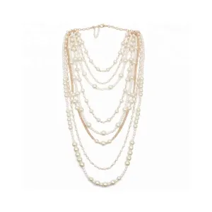 Pre Order:  Moon Girl Multi-layer Pearls Chain Necklace