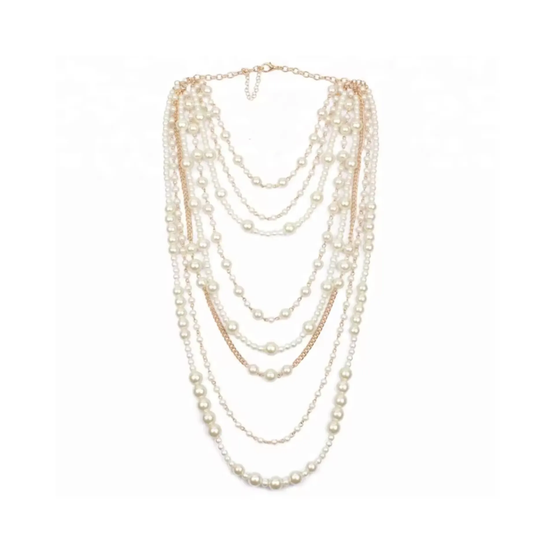 Pre Order:  Moon Girl Multi-layer Pearls Chain Necklace