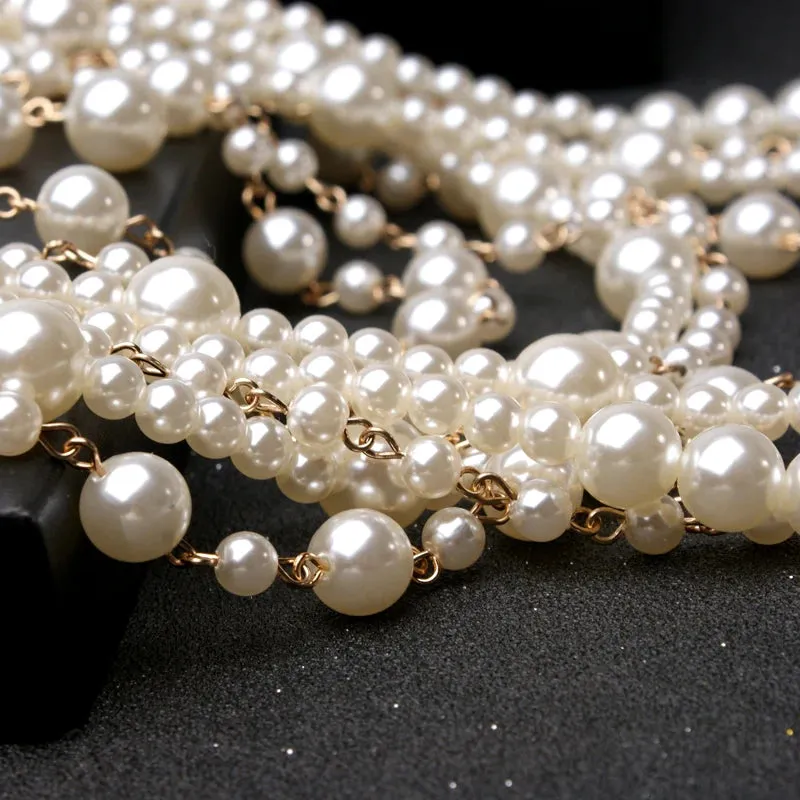 Pre Order:  Moon Girl Multi-layer Pearls Chain Necklace