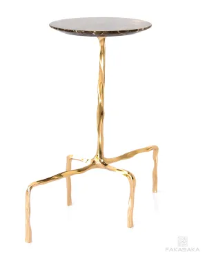 PRESLEY DRINK TABLE<br><br>MARRON IMPERIAL MARBLE<br>POLISHED BRONZE