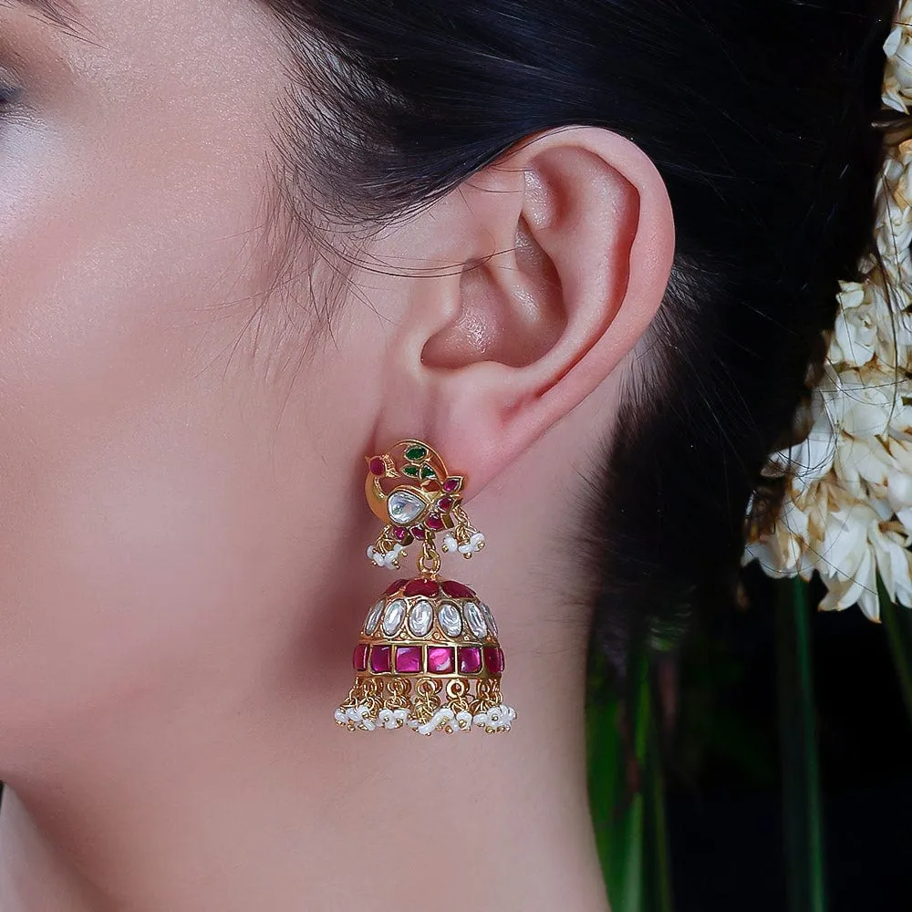 Pure 92.5 Silver Swan Jhumki Earrings